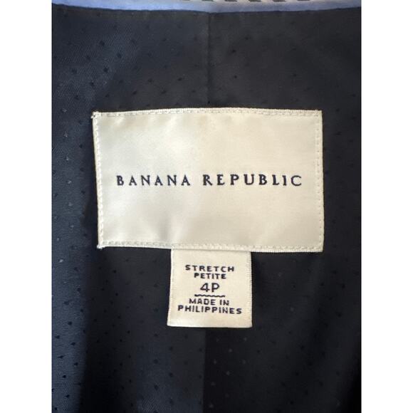 Banana Republic Fitted Wool One Button Navy Blue Blazer Womens 4P Suit Jacket - Picture 6 of 9
